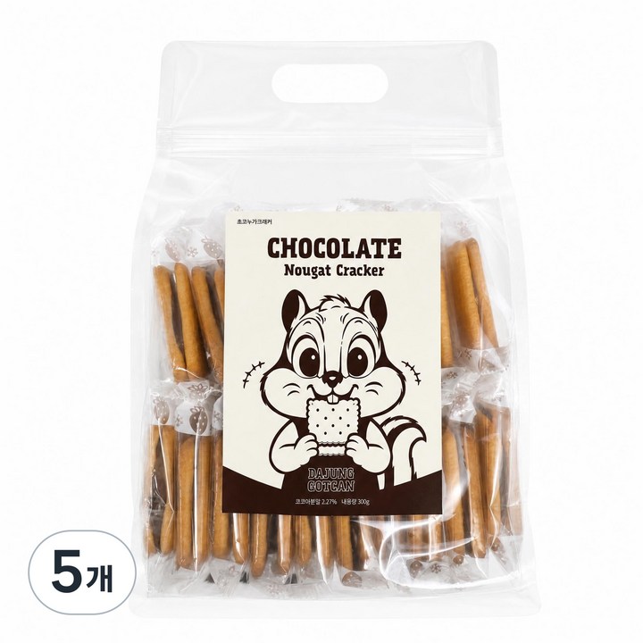 다정곳간 초코누가크래커 대만 쫀득쿠키 비스킷 개별포장, 5개, 300g