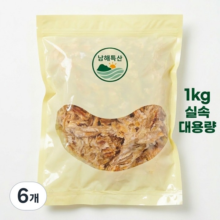 고함량 구운 순살 아귀채 대용량 실속팩 국내가공 조미아귀채, 6개, 1kg
