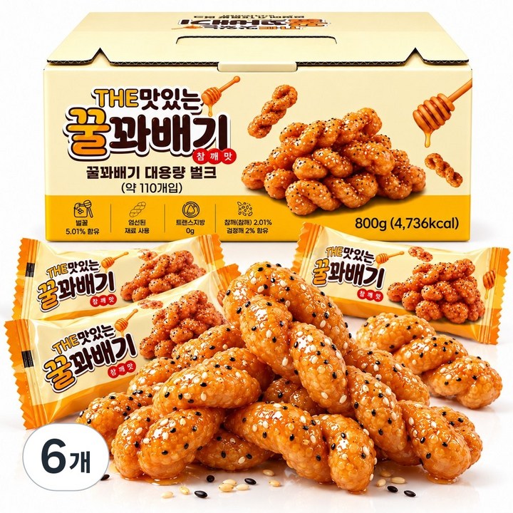 THE 맛있는 꿀꽈배기 참깨맛 110여개입, 6개, 800g