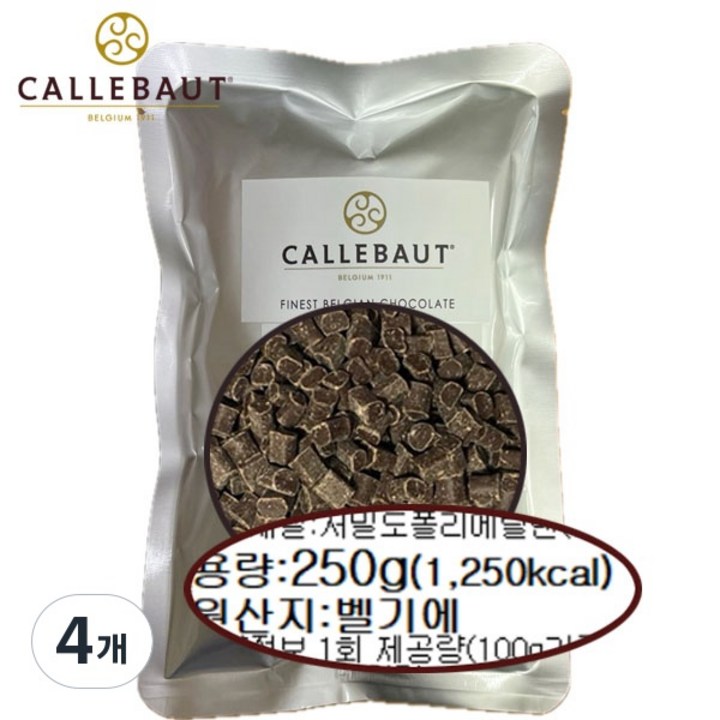 벨기에산 칼리바우트 다크청크 초콜릿, 250g, 4개