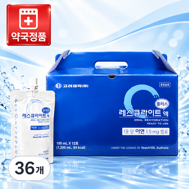 마시는 전해질 이온음료 레스큐라이트 플러스액 (1BOX - 6BOX), 36개, 100ml