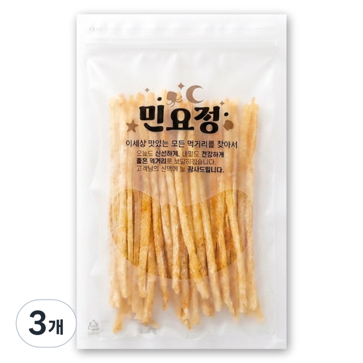 민요정 구운 명태 스틱 황태 북어 북어채 먹태 스틱 100g, 3개