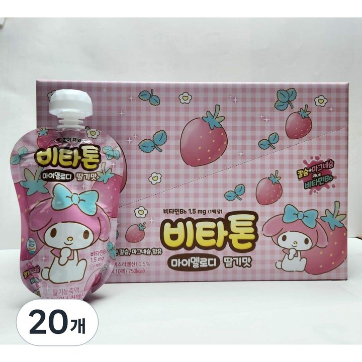 비타톤 마이멜로디 딸기맛 치어팩, 20개, 100g