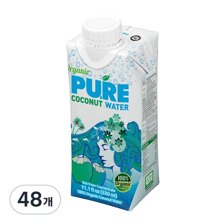 유기농 퓨어 코코넛 워터, 48개, 330ml