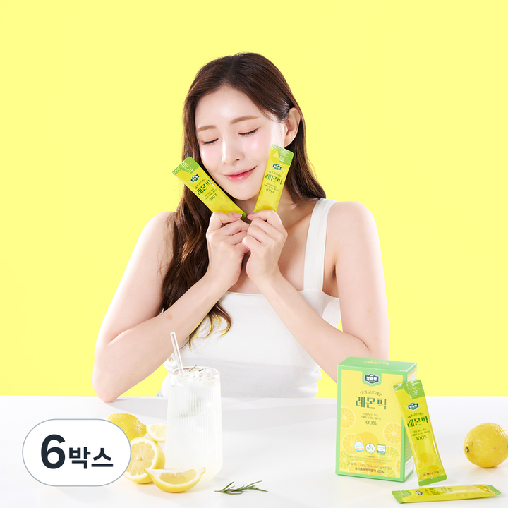 [맛슐랭] 내가 고른 레몬 레몬픽 NFC 유기농 100% 착즙 레몬즙 스페인 레몬수 14포 20g 주스 원액 추천 스틱 리얼 액 쥬스 1일 1레몬 대용량, 6박스, 280g
