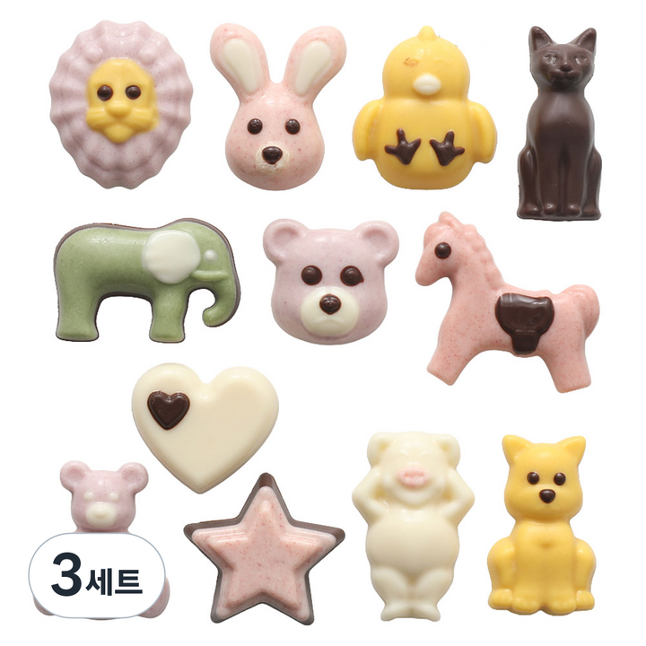 엠케이크 메이드초콜릿 우리농산물로 만든 동물 초콜릿 만들기 세트, 240g, 3세트, 메이드초콜릿 동물초콜릿 만들기세트