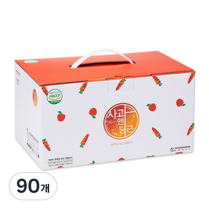[연두팜] 찢어먹는 사과당근주스 100ml 30개입, 90개
