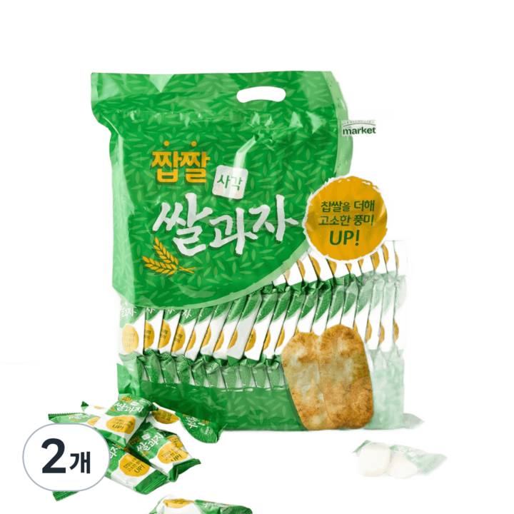 와이즐리 고소한 단짠 사각 쌀과자, 2개, 500g
