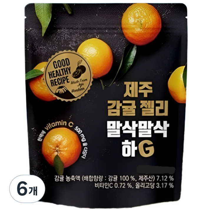 맛있는귤공방 휴럼 제주 감귤젤리 말삭말삭하G, 78g, 6개
