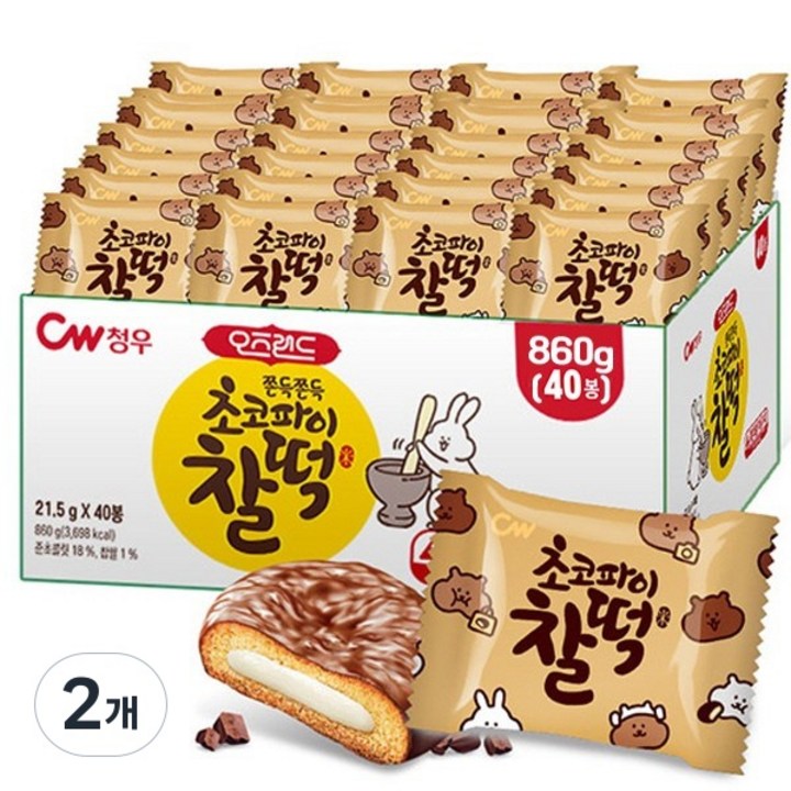 청우식품 오즈랜드 초코파이 찰떡쿠키 40p, 2개, 860g
