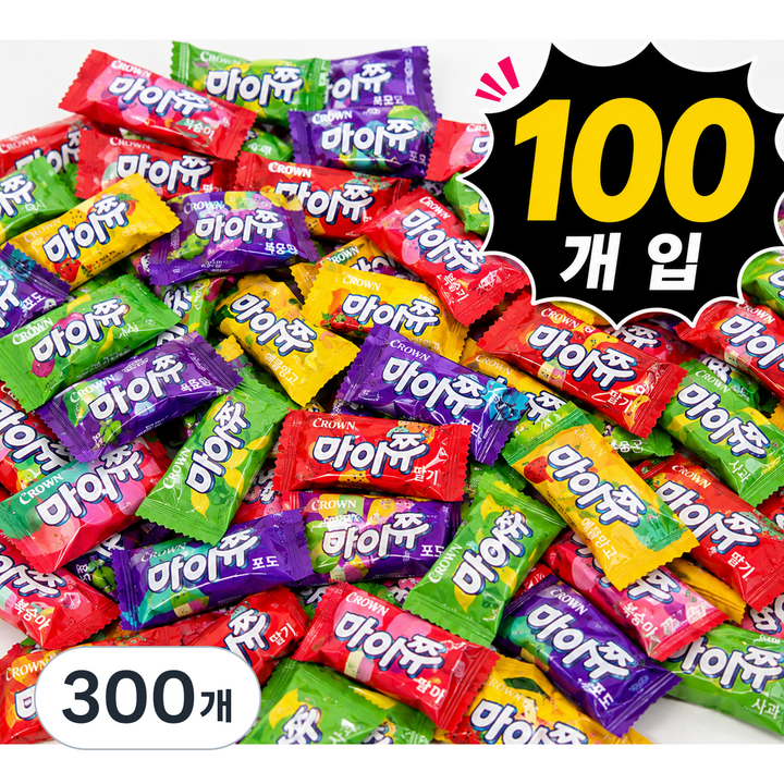 시로샵 크라운 마이쮸 대용량 네가지 맛, 4g, 300개