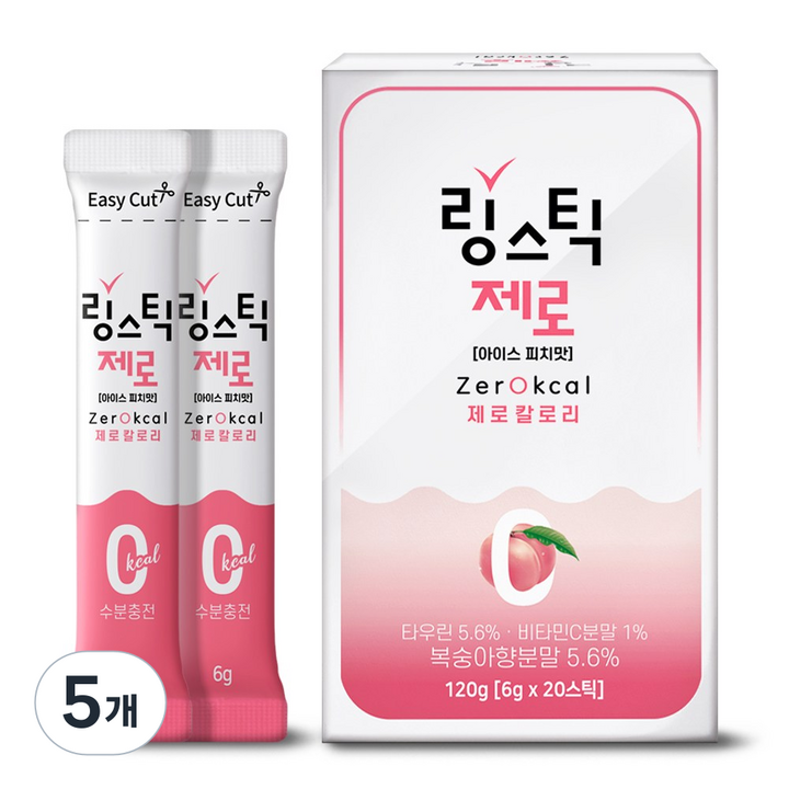 링스틱 제로 칼로리 아이스피치, 120g, 5개