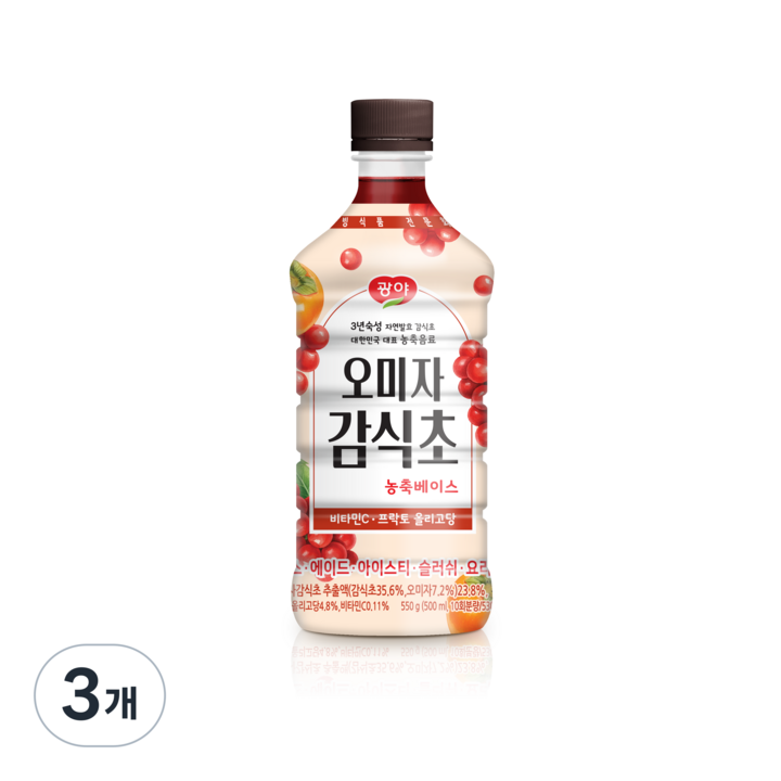 광야식품 오미자감식초 음용식초 농축액 발효식초 권선스파클, 500ml, 3개