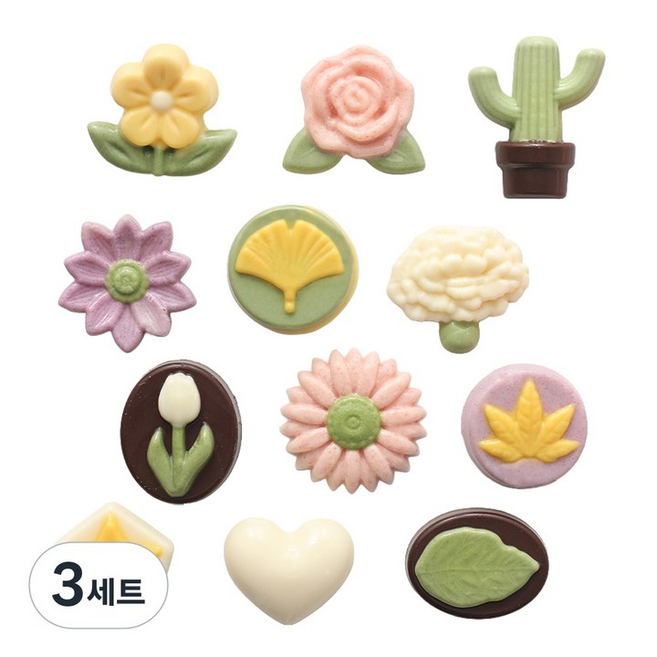 엠케이크 메이드초콜릿 우리농산물로 만든 꽃 초콜릿 만들기 세트, 240g, 3세트