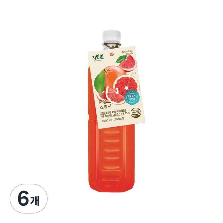 자연원 자몽주스, 1L, 6개