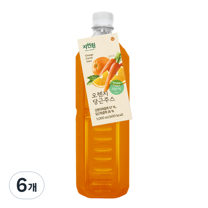 자연원 오렌지당근주스, 6개, 1L