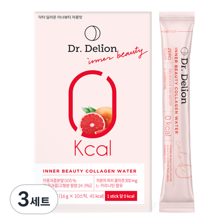 닥터딜리온 이너뷰티 이온음료 수분보충 저분자 피쉬콜라겐 자몽맛, 160g, 3세트