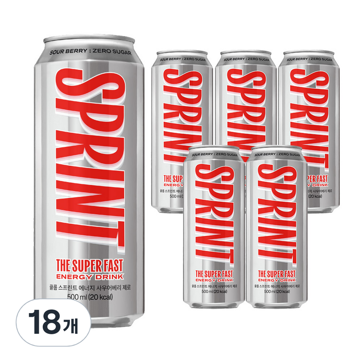 클룹 스프린트 에너지 사우어베리 제로 고카페인, 500ml, 18개