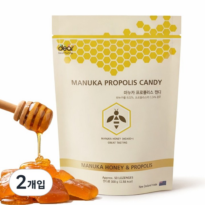 디어패밀리 뉴질랜드 마누카 프로폴리스 캔디, 300g, 2개