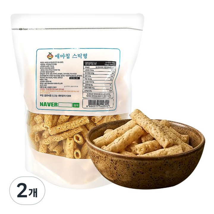(배터짐) 시골장터 바삭고소 애마칩 스틱형 웰빙스낵 간식, 2개, 150g