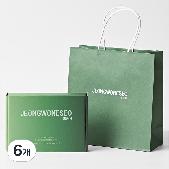 정원에서 가든더스트 초코블록 수제 파베초콜릿 발렌타인데이 화이트데이 답례품 쇼핑백 발송, 6개, 108g