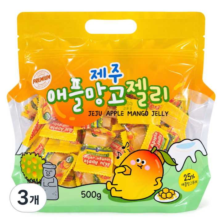 새콤달콤 제주 애플망고젤리, 3개, 500g
