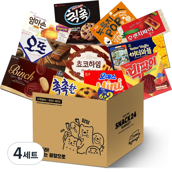 스낵24 탕비실 사무실 인기과자 대용량 박스과자세트, 4세트, 과자 11p
