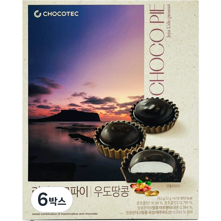 제주 리얼 초코파이 우도땅콩, 6박스, 192g
