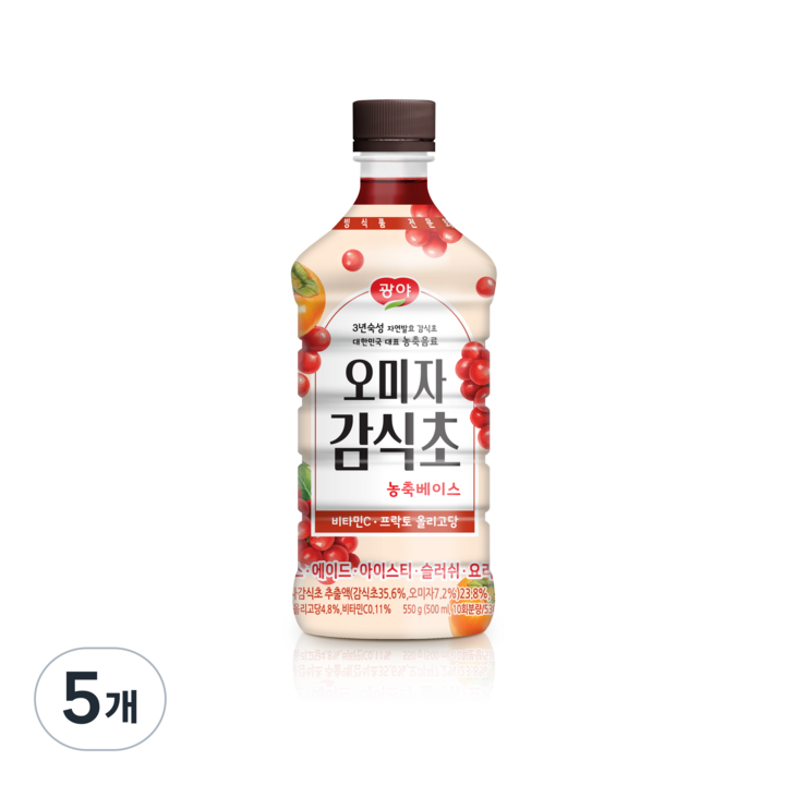 광야식품 오미자감식초 음용식초 농축액 발효식초 권선스파클, 500ml, 5개