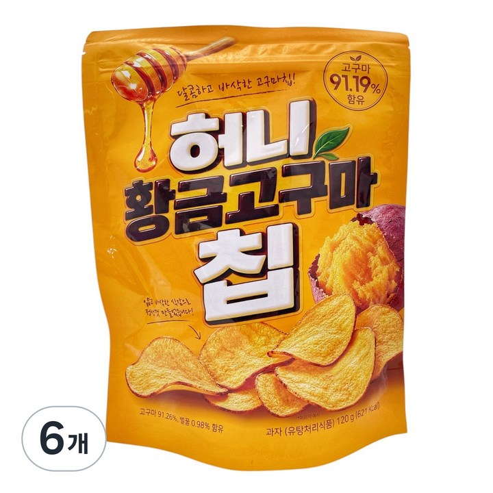 허니 황금 고구마칩 고구마 과자 선우글로벌, 6개, 120g