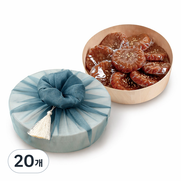한결맛담 수제 찹쌀 약과 보자기 포장 선물 정성약과 블루, 40g, 20개