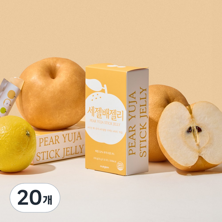 국산 배 유자가 듬뿍 무설탕 제로젤리 배맛젤리 유자맛젤리 곤약젤리 말랑한젤리 과일맛젤리 후르츠 대용량, 15g, 20개