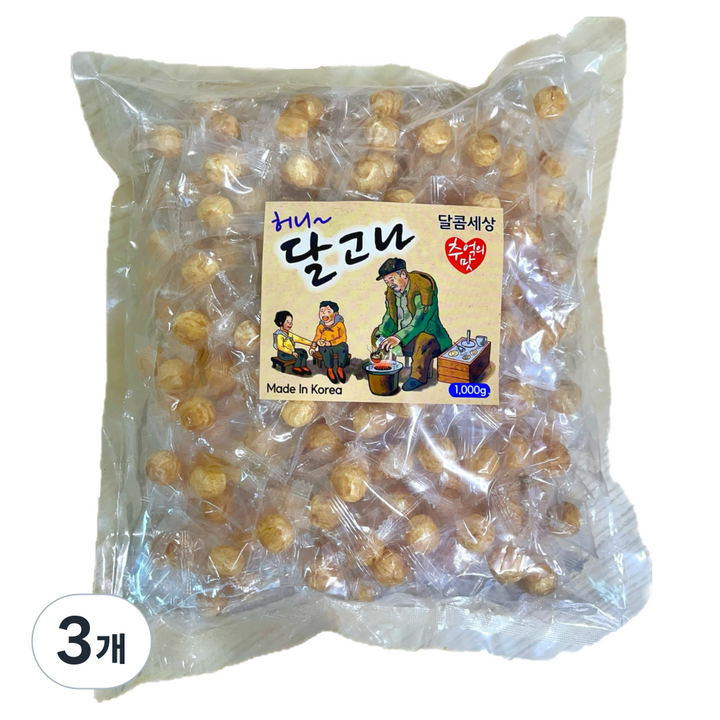허니 달고나 달구나 대용량 달고나 캔디 사탕, 1kg, 3개