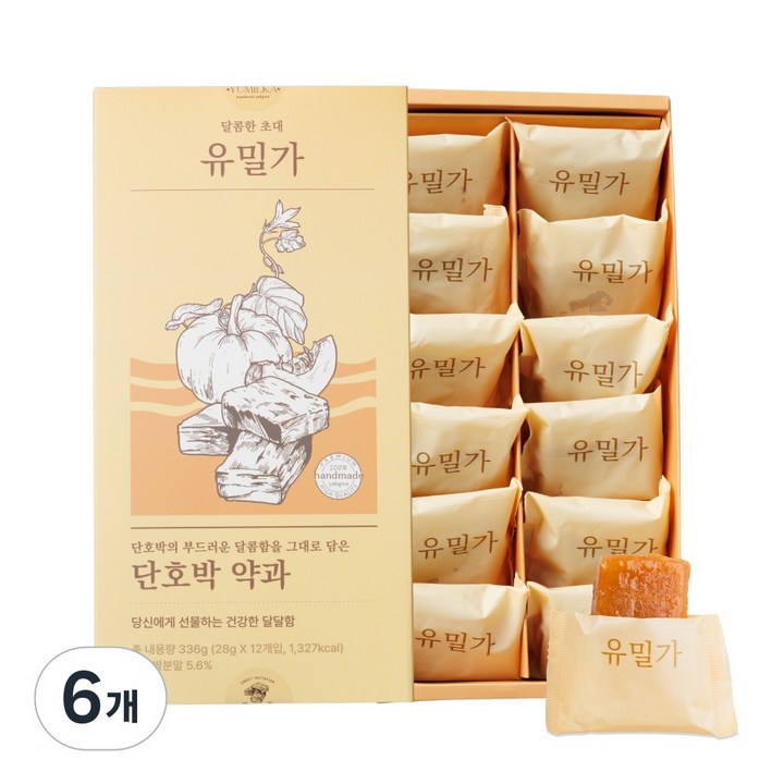 유밀가 무설탕 수제 단호박 약과 12개입, 336g, 6개