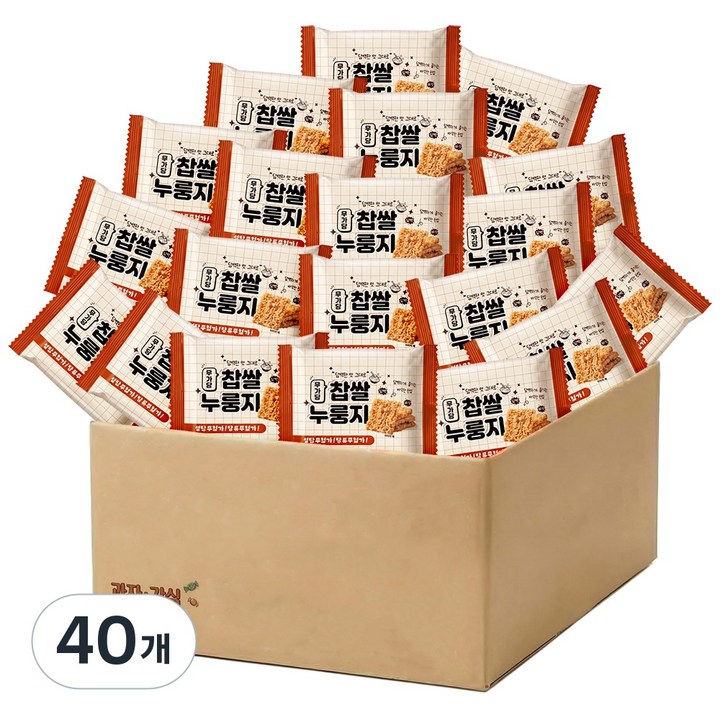 무가당 찹쌀 누룽지 과자 설탕 당류 무첨가 간식 개별포장, 40개, 24g