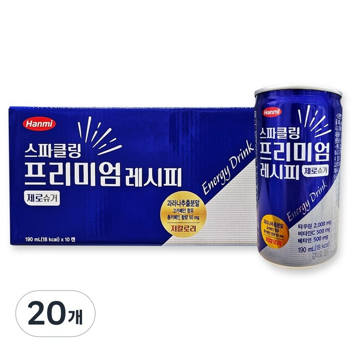 한미헬스 사이언스 스파클링 프리미엄 레시피 제로슈가 음료, 190ml, 20개입