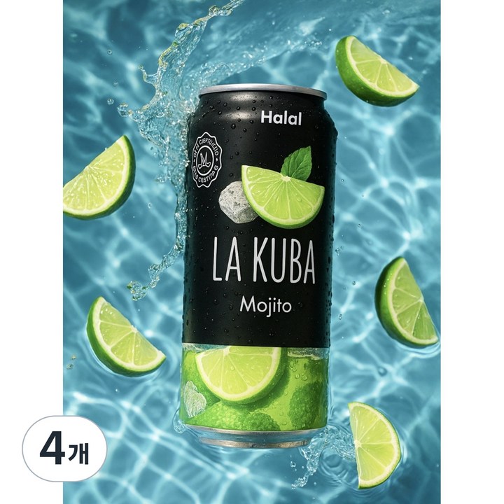 라 쿠바 모히토향 음료 LA KUBA MOJITO DRINK, 4개, 450ml