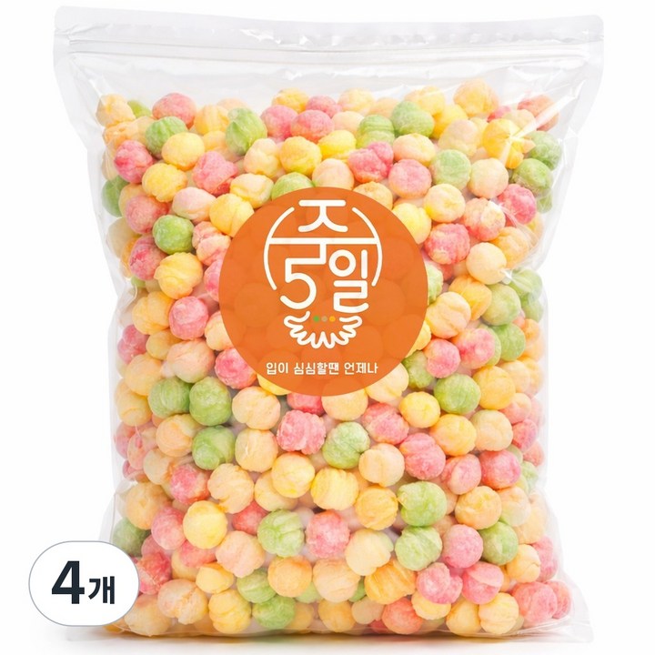 [주5일] 형형색색 새콤달콤 앵두콘 지퍼백포장 칼라콘, 4개, 230g