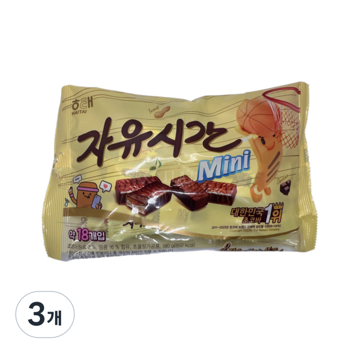 해태제과 자유시간 미니, 180g, 3개