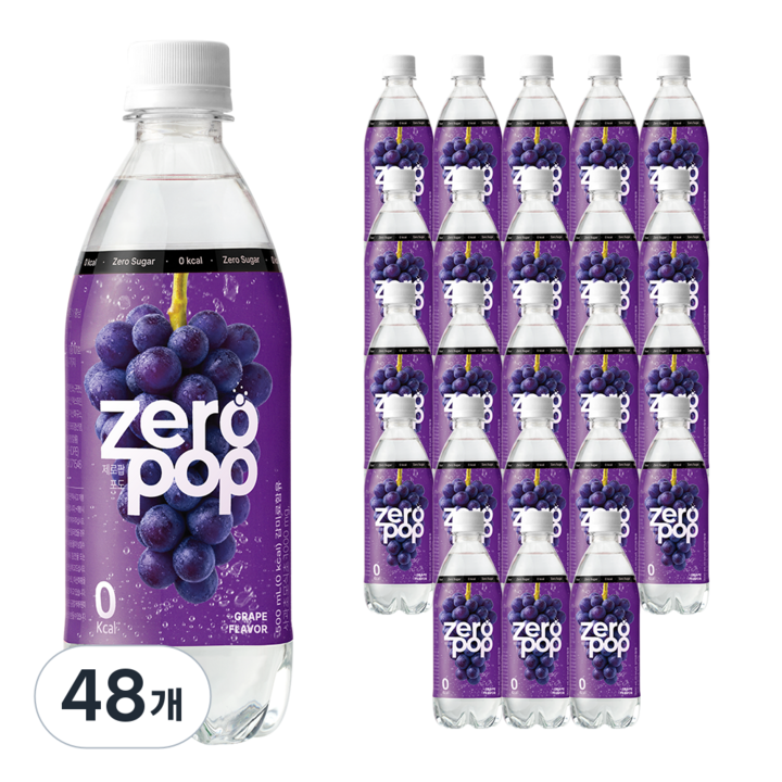 잇더핏 제로팝 포도맛 애사비소다 제로 탄산음료, 48개, 500ml