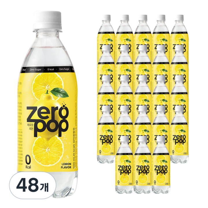 잇더핏 제로팝 레몬맛 애사비소다 제로 탄산음료, 48개, 500ml