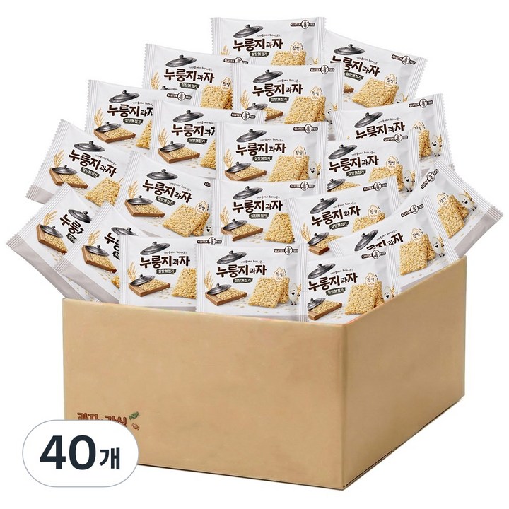 찹쌀로 만든 누룽지 과자 무가당 고소한맛 전통스낵 개별포장, 40개, 26g