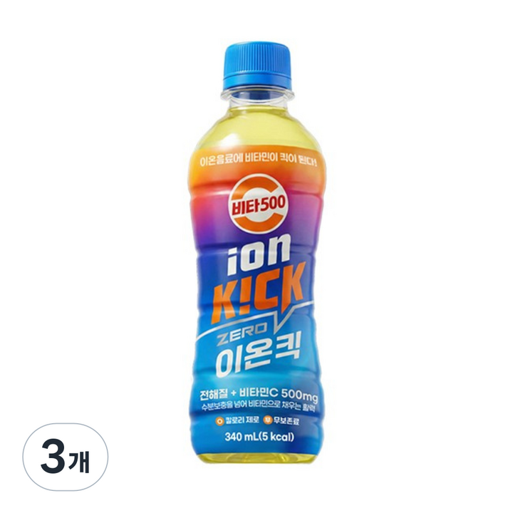 비타500 광동 이온킥 제로 이온음료, 340ml, 3개