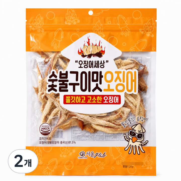 오징어세상 숯불구이맛 오징어, 120g, 2개
