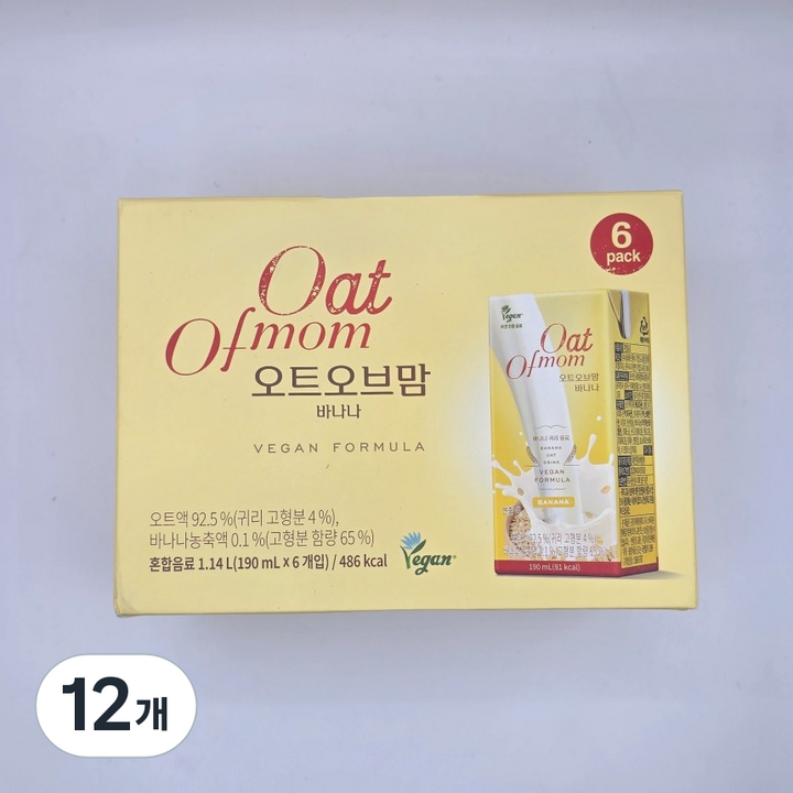 오트 오브맘 바나나 6개입, 12개, 190ml