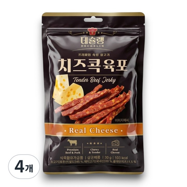 데슐랭 치즈콕 육포 스틱형, 4개, 30g