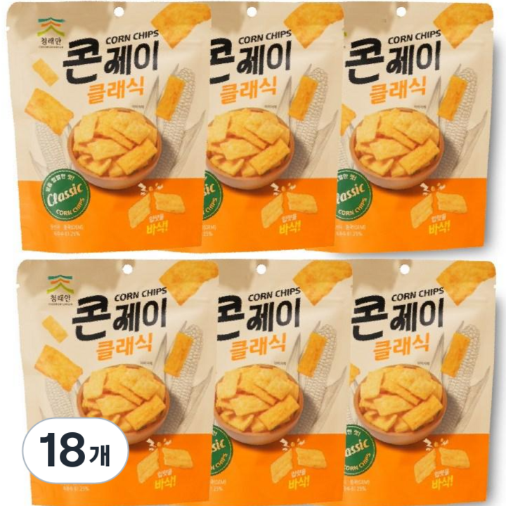 콘제이 기름기 ZERO 옥수수칩 로스팅 맛있는 건강간식, 18개, 80g