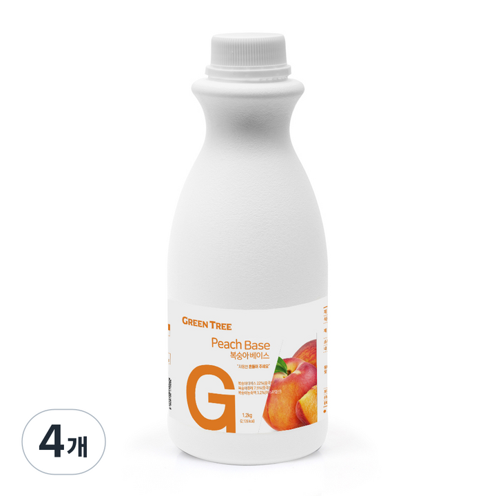 그린트리 복숭아 에이드 베이스 1.2kg, 4개