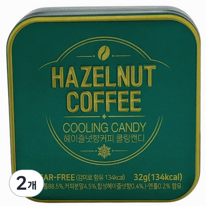 헤이즐넛 자일리톨 쿨링 커피캔디 선우글로벌, 2개, 32g