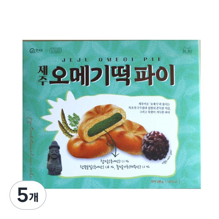 오리지널 제주 뉴 오메기떡 파이 1박스, 200g, 5개